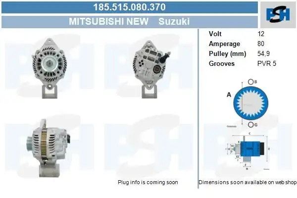 Δυναμό/Εναλλάκτης SUZUKI SWIFT Hatchback / 3dr 2006 - 2008 ( RS ) 1.6 (RS 416)  ( M16A  ) (125 hp ) Βενζίνη #3140065J10