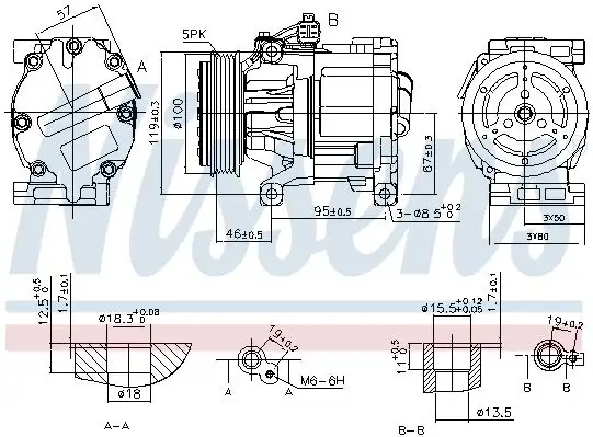 Συμπιεστής A/C (Κομπρέσορας) FORD KA Hatchback / 3dr 2008 - 2016 ( RU8 ) 1.2  ( AAAA,FP4  ) (69 hp ) Βενζίνη #SCSB06