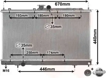 Ψυγείο Νερού MITSUBISHI LANCER Sedan / 4dr 2004 - 2008 ( CS ) 1.3  ( 4G13 (16V)  ) (88 hp ) Βενζίνη #021606300