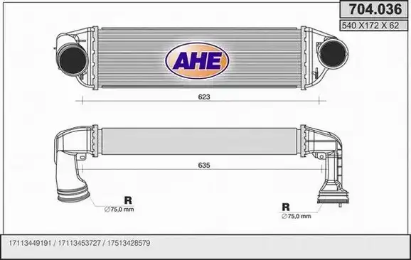 Ψυγείο Intercooler BMW X3 SUV/ ΕΚΤΟΣ ΔΡΟΜΟΥ / 5dr 2007 - 2011 ( Ε83 F/L ) 3.0 sd  ( M57 D30 (306D5)  ) (286 hp ) Πετρέλαιο #059406200