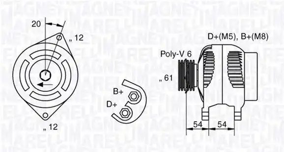 Δυναμό/Εναλλάκτης FIAT BRAVA 1995 - 2003 ( 182 ) MAGNETI MARELLI 063321826010