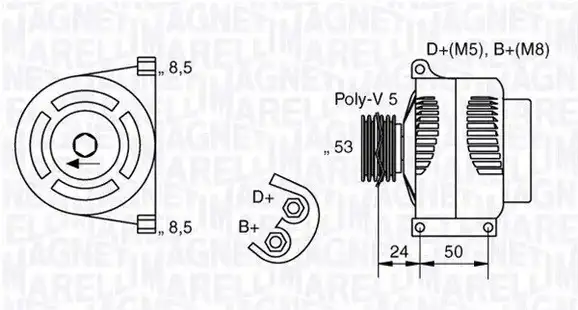 Δυναμό/Εναλλάκτης FORD KA 2008 - 2016 ( RU8 ) MAGNETI MARELLI 063377013010