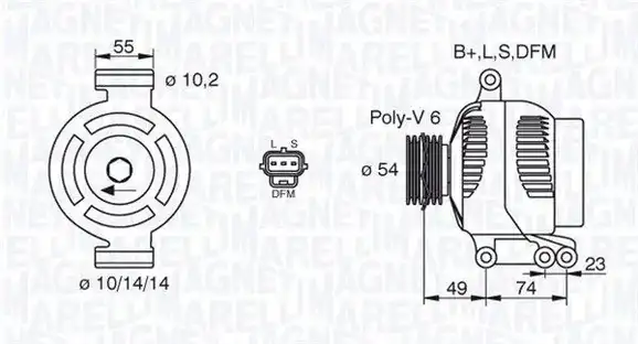 Δυναμό/Εναλλάκτης FORD KA 1997 - 2008 ( RB ) MAGNETI MARELLI 063380001010