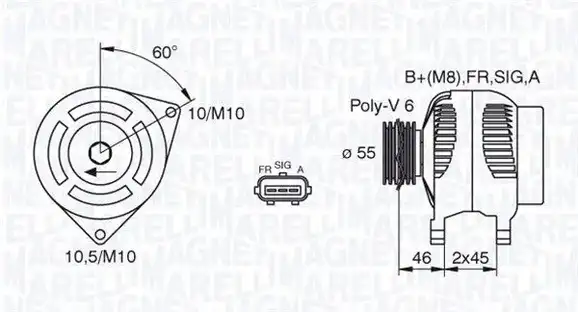 Δυναμό/Εναλλάκτης MAZDA 2 2003 - 2005 ( DY ) MAGNETI MARELLI 063380002010