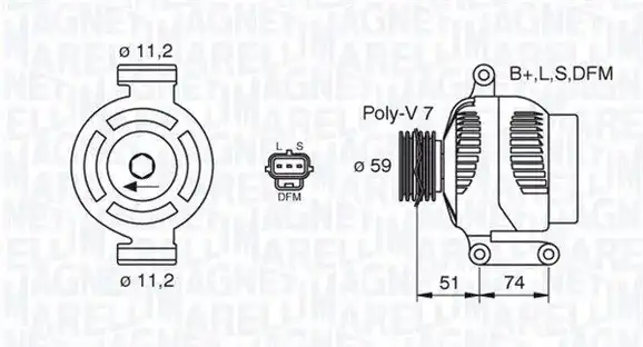 Δυναμό/Εναλλάκτης FORD TRANSIT 2000 - 2006 ( FA_ _ ) MAGNETI MARELLI 063380007010