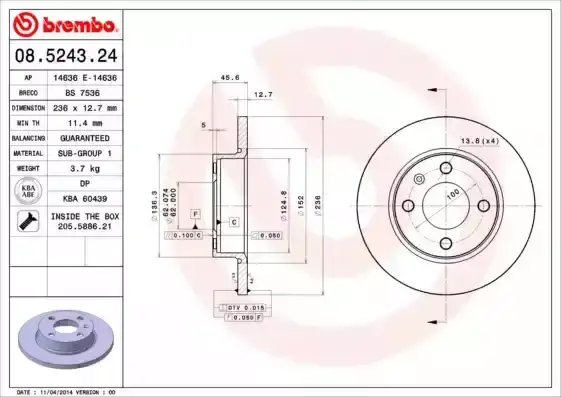 Δισκόπλακες SKODA FAVORIT 1989 - 1994 ( 781 ) BREMBO 08.5243.24