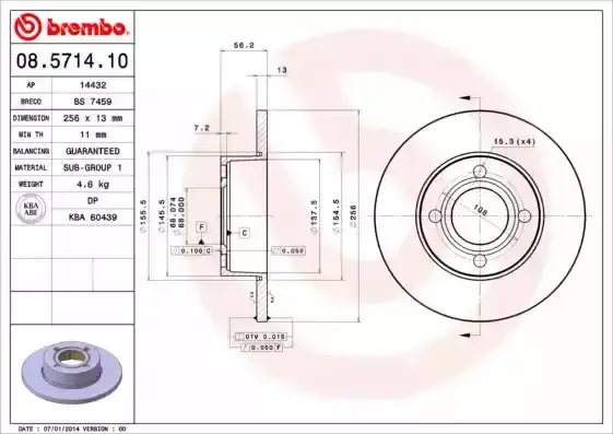 Δισκόπλακες AUDI 80 1991 - 1995 ( 8C ) ( B4 ) BREMBO 08.5714.10