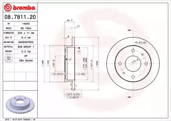 Δισκόπλακες HYUNDAI ATOS MPV 1997 - 2000 ( MX ) BREMBO 08.7811.20
