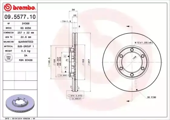Δισκόπλακες ISUZU TROOPER 1987 - 1991 ( UBS ) BREMBO 09.5577.10