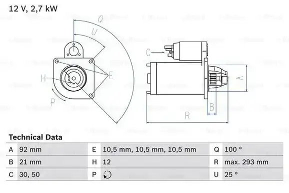 Μίζα FORD TRANSIT 1978 - 1986 ( V_ _ / WS ) BOSCH 0 986 010 950