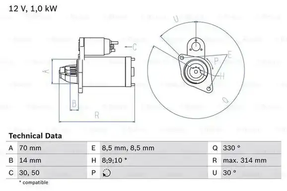 Μίζα MERCEDES A CLASS 2001 - 2004 ( W168 ) BOSCH 0 986 018 570