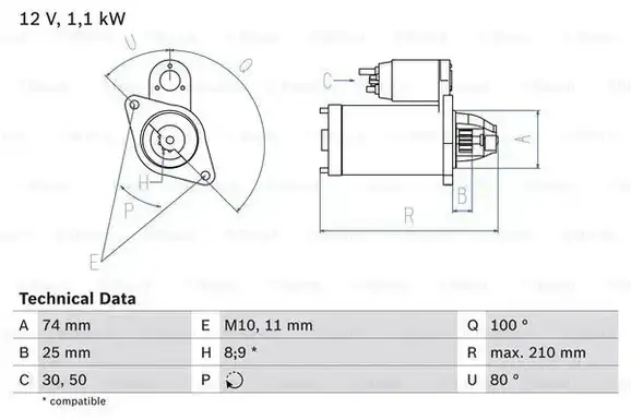 Μίζα TOYOTA AYGO 2005 - 2009 ( B10 ) BOSCH 0 986 021 550