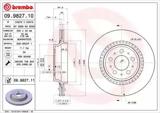 Δισκόπλακες VOLVO XC90 2003 - 2006 BREMBO 09.9827.10