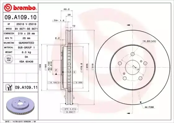Δισκόπλακες LEXUS RX 2003 - 2009 ( XU30 ) BREMBO 09.A109.10