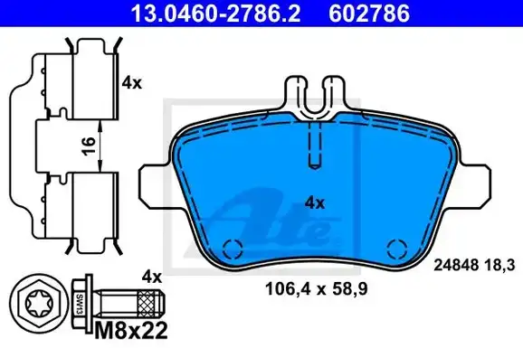 Τακάκια Σετ MERCEDES A CLASS 2012 - 2015 ( W176 ) ATE 13.0460-2786.2