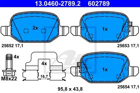 Τακάκια Σετ FIAT 500 2012 - 2017 ( L ) ATE 13.0460-2789.2
