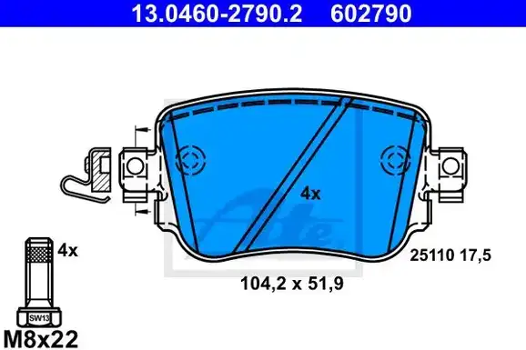 Τακάκια Σετ AUDI A1 2010 - 2015 ATE 13.0460-2790.2