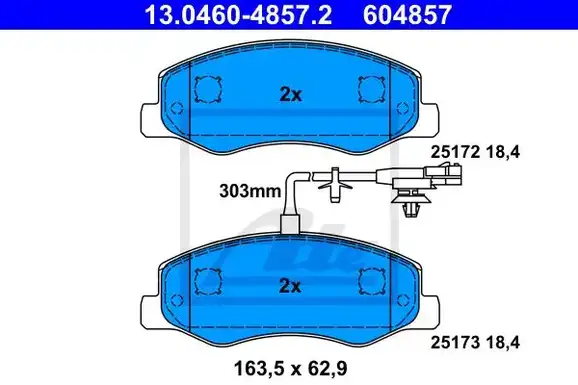 Τακάκια Σετ OPEL MOVANO 2009 - ATE 13.0460-4857.2