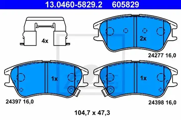 Τακάκια Σετ HYUNDAI ATOS MPV 1997 - 2000 ( MX ) ATE 13.0460-5829.2
