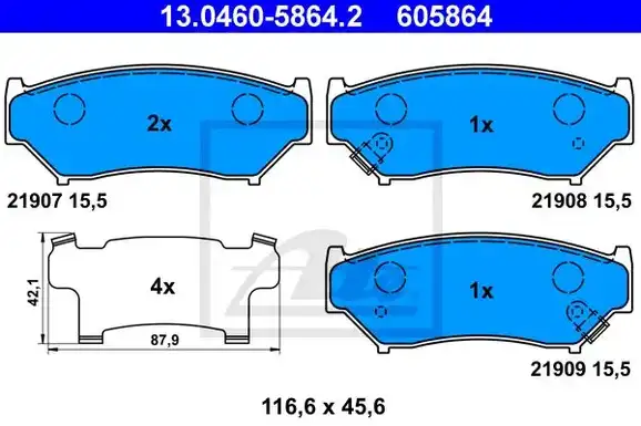 Τακάκια Σετ SUZUKI JIMNY 1998 - 2005 ( SN ) ATE 13.0460-5864.2