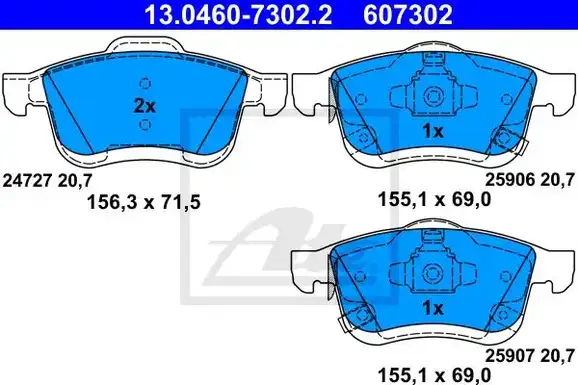 Τακάκια Σετ FIAT 500 2012 - 2017 ( L ) ATE 13.0460-7302.2