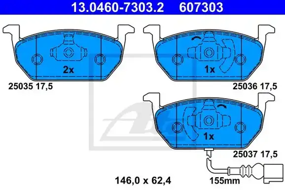 Τακάκια Σετ SEAT LEON 2013 - 2016 ATE 13.0460-7303.2