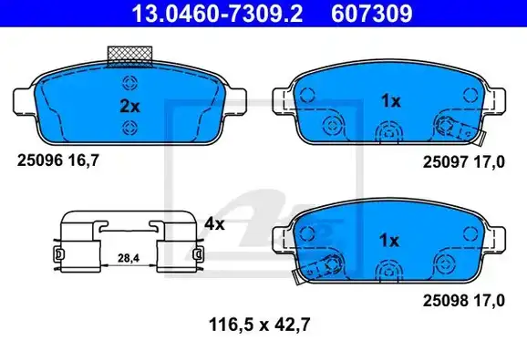 Τακάκια Σετ OPEL ASTRA 2010 - 2013 ( J ) ATE 13