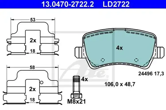 Τακάκια Σετ FORD GALAXY 2006 - 2011 ( Mk2 )( WA6 ) ATE 13.0470-2722.2