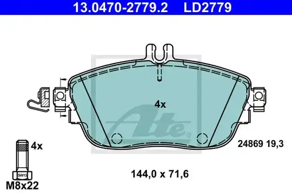 Τακάκια Σετ MERCEDES A CLASS 2012 - 2015 ( W176 ) ATE 13.0470-2779.2