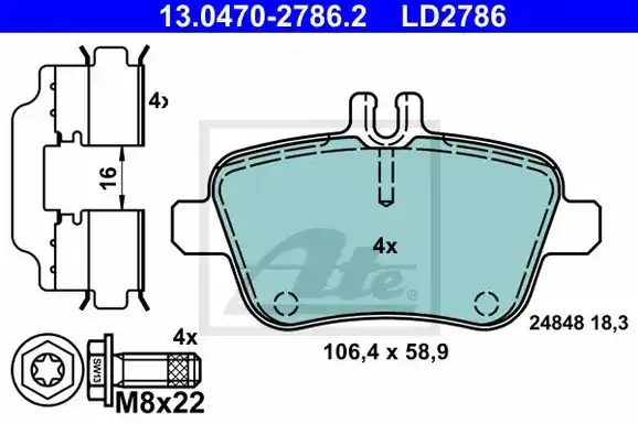 Τακάκια Σετ MERCEDES A CLASS 2012 - 2015 ( W176 ) ATE 13.0470-2786.2