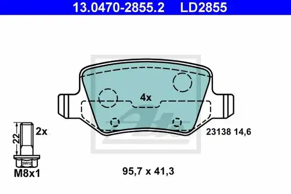 Τακάκια Σετ MERCEDES A CLASS 2001 - 2004 ( W168 ) ATE 13.0470-2855.2