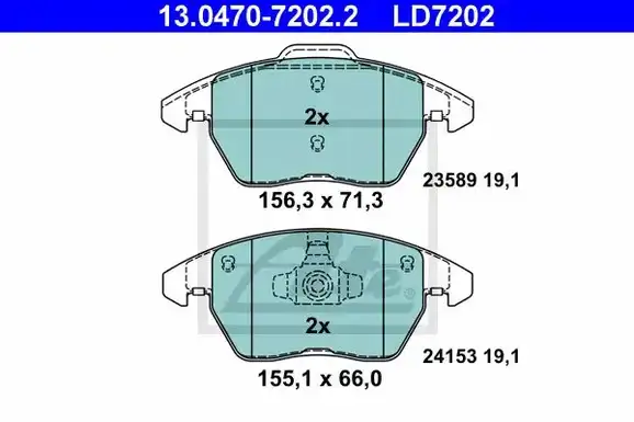 Τακάκια Σετ PEUGEOT 207 2006 - 2009 ATE 13.0470-7202.2