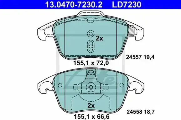Τακάκια Σετ PEUGEOT 207 2006 - 2009 ATE 13.0470-7230.2