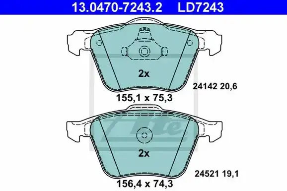Τακάκια Σετ FORD GALAXY 2006 - 2011 ( Mk2 )( WA6 ) ATE 13.0470-7243.2