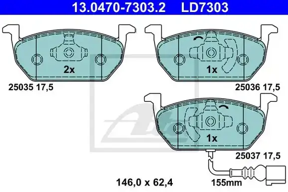 Τακάκια Σετ SEAT LEON 2013 - 2016 ATE 13.0470-7303.2