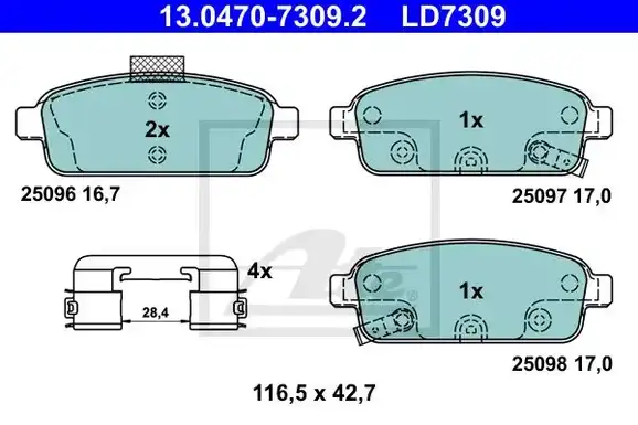 Τακάκια Σετ OPEL ASTRA 2010 - 2013 ( J ) ATE 13