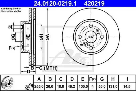 Δισκόπλακες TOYOTA IQ 2009 - 2016 ( AJ1 ) ATE 24.0120-0219.1
