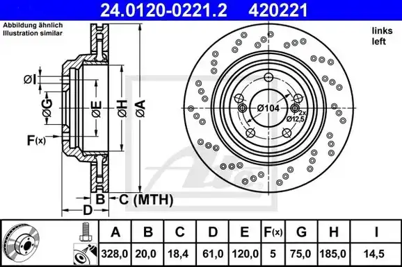 Δισκόπλακες BMW Z4 2003 - 2005 ( E85 ) ATE 24.0120-0221.2