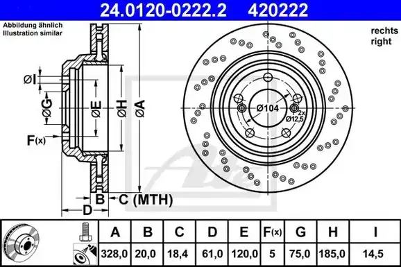 Δισκόπλακες BMW Z4 2003 - 2005 ( E85 ) ATE 24.0120-0222.2