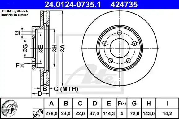 Δισκόπλακες MAZDA TRIBUTE 2001 - 2004 ( EP ) ATE 24.0124-0735.1