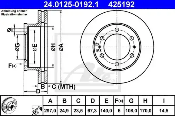 Δισκόπλακες TOYOTA HILUX 2005 - 2009 ( KUN15/25 ) ATE 24.0125-0192.1