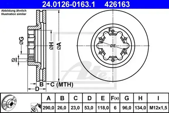 Δισκόπλακες NISSAN CABSTAR 2008 - 2017 ATE 24.0126-0163.1