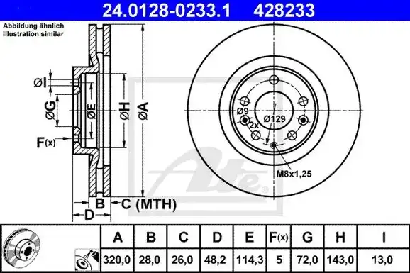 Δισκόπλακες MAZDA CX7 2007 - 2010 ( ER ) ATE 24.0128-0233.1