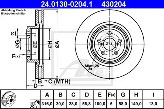 Δισκόπλακες SUBARU LEGACY 2004 - 2007 ATE 24.0130-0204.1