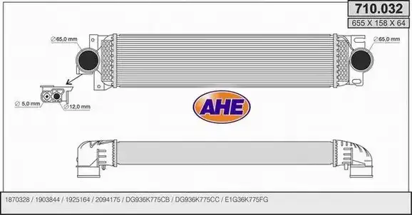 Ψυγείο Intercooler FORD MONDEO Hatchback / 5dr 2014 - 2017 2.0 TDCi  ( T7CE  ) (150 hp ) Πετρέλαιο #318106200