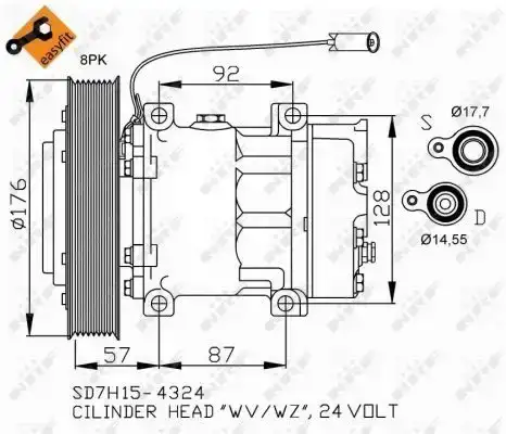 Συμπιεστής A/C (Κομπρέσορας) NISSAN SUNNY 1991 - 1995 ( N14 ) NRF 32700