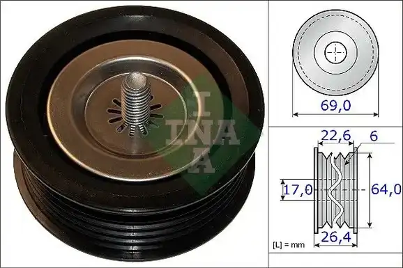 Τροχαλία παρέκκλισης & ενδιάμεσος τροχός MERCEDES VIANO 2004 - 2010 ( W639 ) INA 532 0671 10