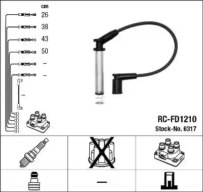 Μπουζοκαλώδιο / Εξαρτήματα Σύνδεσης FORD KA 1997 - 2008 ( RB ) NGK 6317