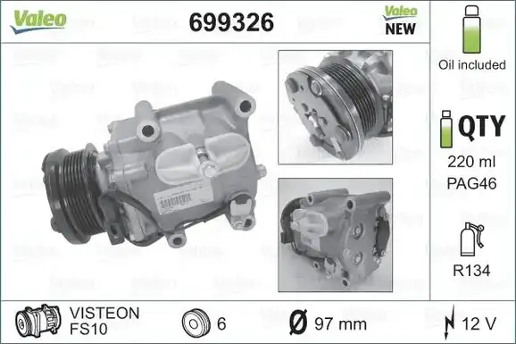 Συμπιεστής A/C (Κομπρέσορας) MAZDA 2 2003 - 2005 ( DY ) VALEO 699326