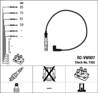 Μπουζοκαλώδιο / Εξαρτήματα Σύνδεσης VW LUPO 1998 - 2005 ( 6X1 - 6E1 ) NGK 7302